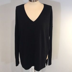 Trouve black v neck tunic sweater XL cotton blend
